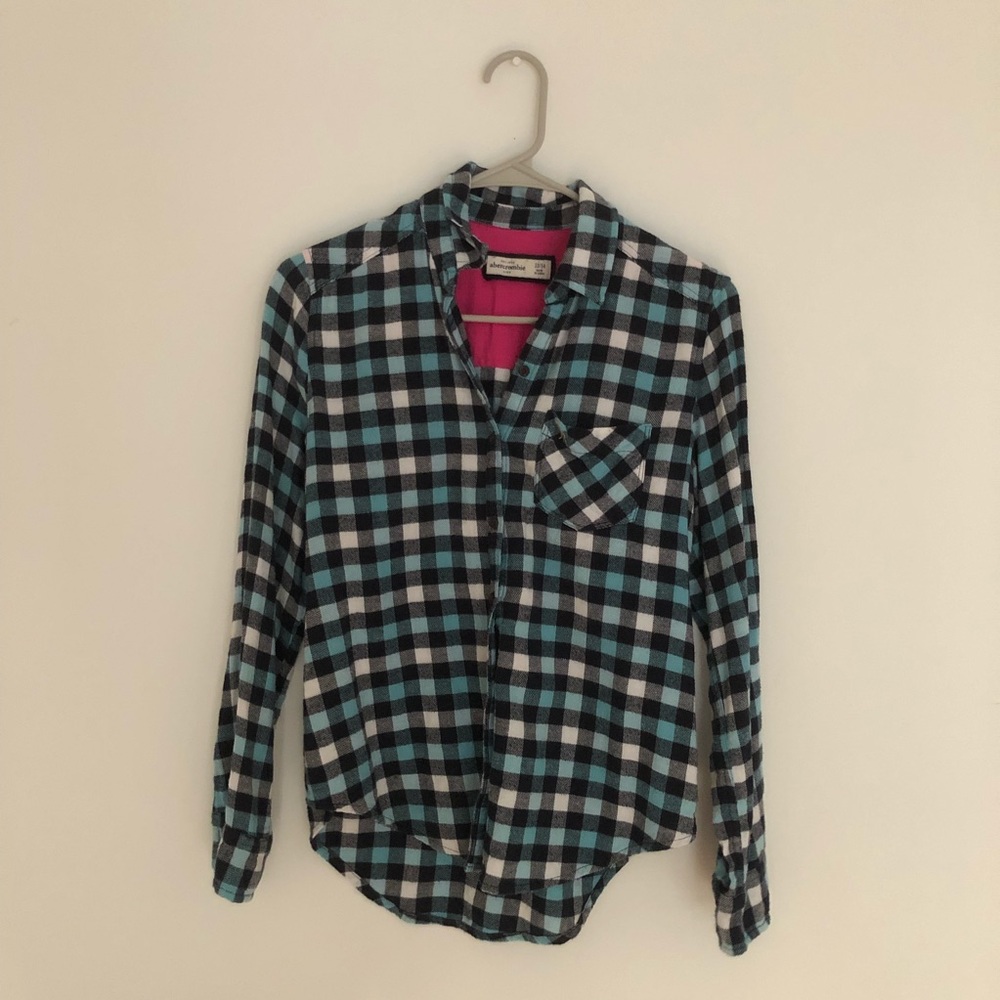 Abercrombie Kids Blue and White Flannel